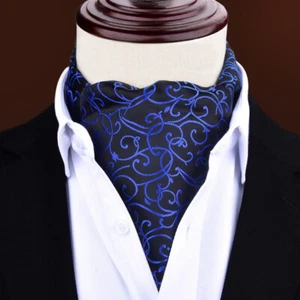 Classic Business Men Ascot Cravat Dots Stripe Tie Formal Jacquard Party Neckties - Picture 1 of 17