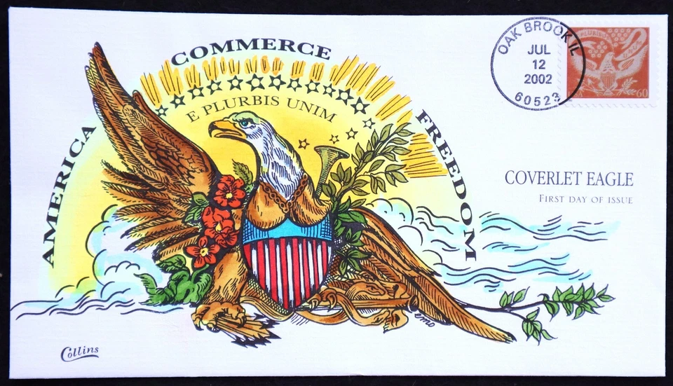 U.S. Used #3646 60c Coverlet Eagle 2002 Collins First Day Cover (FDC) - Image 1 of 1