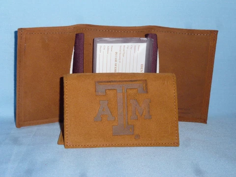 TEXAS A&M AGGIES   Leather TriFold Wallet   NEW  txt Cover