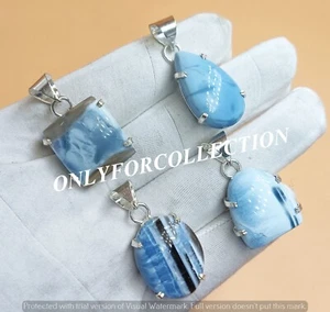 Blue Opal Gemstone 925 Sterling Silver Plated Handmade 10 PCs Prong Pendants - Bild 1 von 3