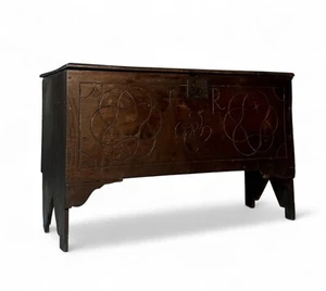 ANTIKER DECKENKASTEN EICHE UND ULME SELTENER KERZENKASTEN UM 1800 - Bild 1 von 15