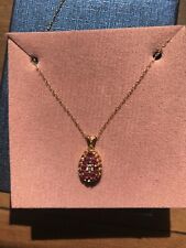 14k solid yellow gold pendant and chain diamond ruby