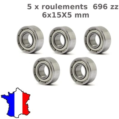 5 x Ball Bearing 696ZZ Roulement à Billes radial 6*15*5 mm 6x15x5 - miniature