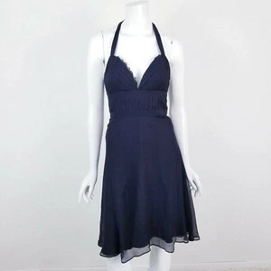 WHBM Womens Size 0 Black Silk Halter Top Cocktail Mini Dress New NWT - Picture 1 of 8
