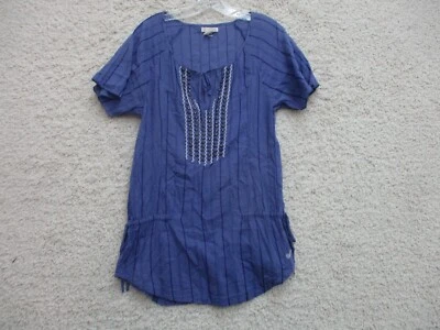 Billabong Shirt Medium Adult Blue V Neck Logo Dress Casual Modern Fit Womens M - Image 1 of 4