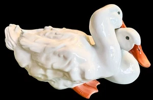Raro par de patos de porcelana extra grandes de 15 pulgadas - naturales/blancos ¡EXCELENTE! - Imagen 1 de 15