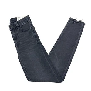 NWT AMERICAN EAGLE Super Hi-Rise Jegging Destroyed Hem Size 000 Blue Black - Picture 1 of 6