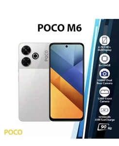 Xiaomi POCO M6 Android Mobile Phone (8GB+256GB/Silver/Dual SIM/Unlocked/NEW) - Afbeelding 1 van 2
