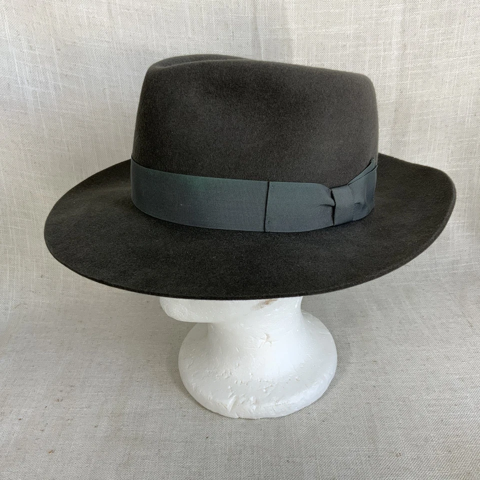 Fedora De Colección Gris Piel Pura Fieltro Talla L Unisex Ciudad Preppy Negocios Hipster Foto 1 de 4