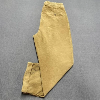Brooks Brothers Elliot Corduroy Pants Mens 35x28 Tan Classic Pleated Trousers - Image 1 of 4