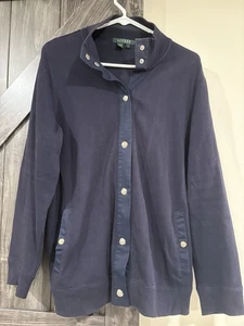 Lauren Ralph Lauren Pullover mit Stehkragen blau Knopfleiste Größe 1X - Bild 1 von 7