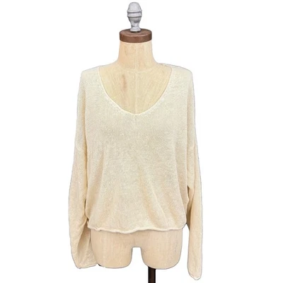Suéter MADEWELL Lino Cuello en V M Playa Arena Beige Relajado Nuevo con Etiquetas B65 Foto 1 de 4