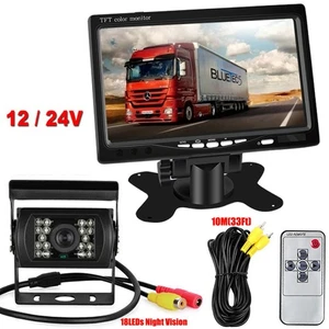 Vehicle IR Backup Camera w/ 7" HD Monitor for Truck RV Trailer Rear View Reverse - Picture 1 of 24