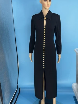 Vestido maxi de malha St John Santana ouro preto luxo casamento formal tamanho: 4 - Imagem 1 de 4