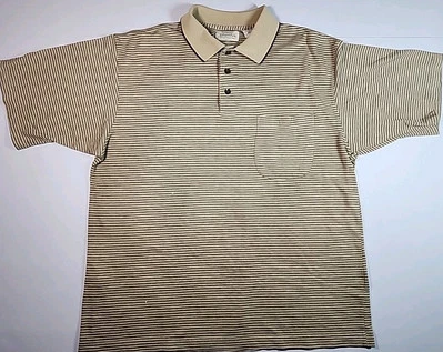 Camisa Polo St Johns Bay Marrón Tostado a Rayas Para Hombre Grande Manga S De Colección Años 90 Informal  Foto 1 de 4