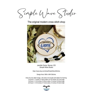 Detroit Lions Football Counted Cross Stitch Pattern KIT - Picture 1 of 6