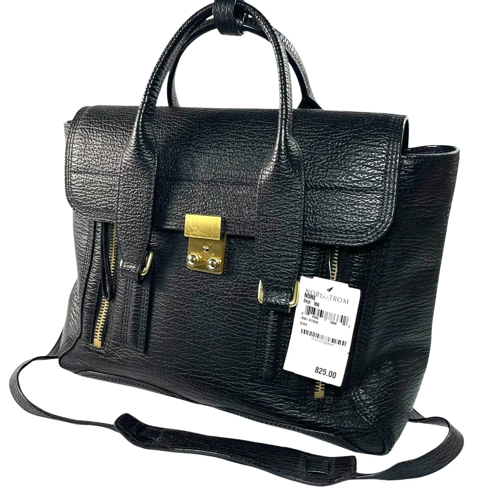 Cartera 3.1 Philip Lim - Mediana Pashli Piel de becerro texturizada negra Doble cremallera Foto 1 de 4