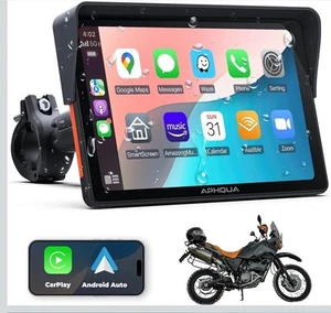 Wireless CarPlay Screen for Motorcycle, 7" Waterproof Touchscreen GPS Navigation - Picture 1 of 9