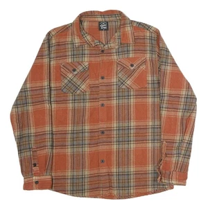 ORIGINAL DELUXE Mens Orange Beige Checked Shirt M Cotton Long Sleeve Button Up - Picture 1 of 6