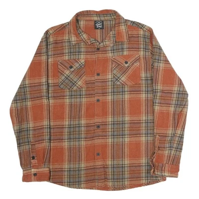ORIGINAL DELUXE Mens Orange Beige Checked Shirt M Cotton Long Sleeve Button Up - Image 1 of 4