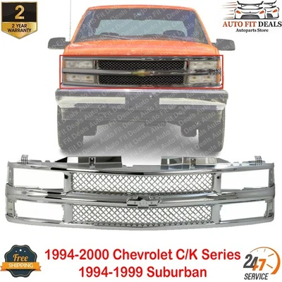 Front Grille Mesh Chrome For 1994-2000 Chevrolet C/K Series 1994-1999 Suburban - Image 1 of 4