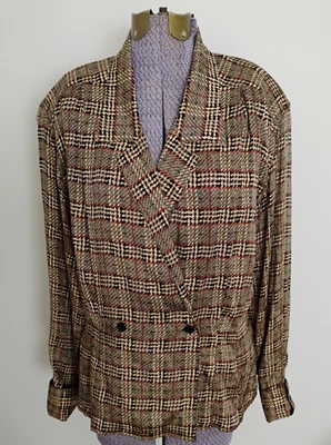 Vtg 80's Anne Klein ll Shirt Blouse Designer Double Breasted Cuffed 100% Silk EC - Image 1 of 4