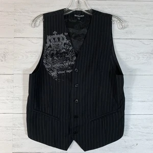 Gilet tuta uomo nero carbonio piccolo gessato nero con corona in velluto - Foto 1 di 6