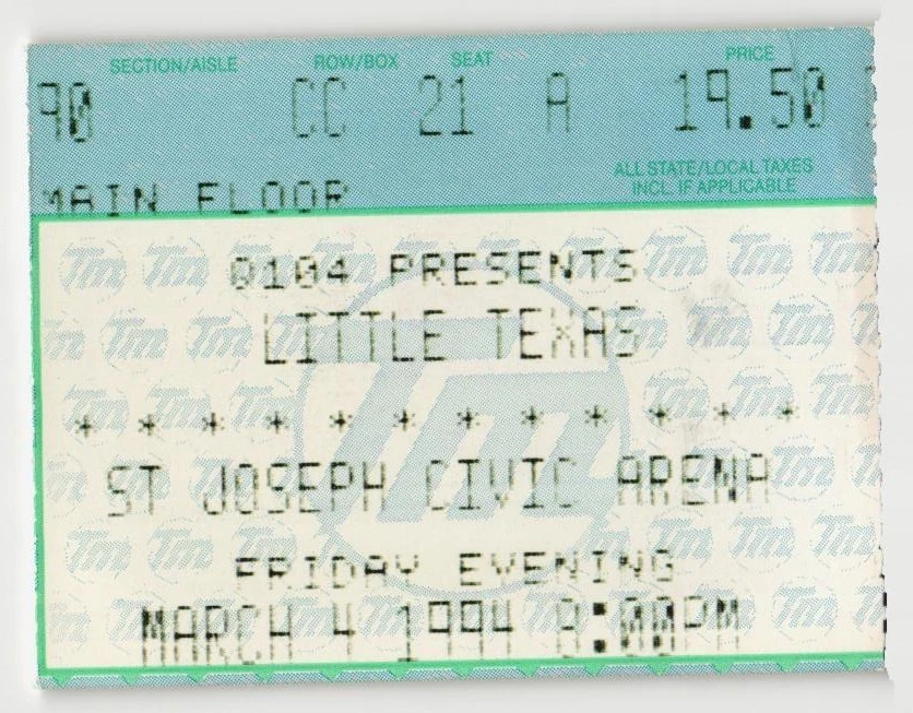 Винтажный билет на концерт 1994 Little Texas Michelle Wright заглушка St Joseph MO - Изображение 1 из 1