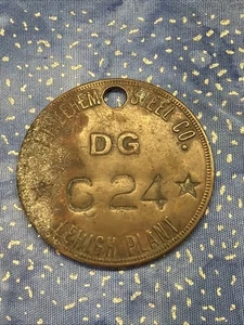 Etiqueta de latón Bethlehem Steel Co ficha Chit cheque empleado #DG 624 Lehigh - Imagen 1 de 3