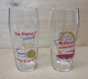 McDonalds Hamburger Glas 1995 Retro The Original Shake Burger Pommes 16oz Paar - Bild 1 von 1