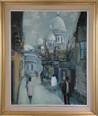 Pintura al óleo. Poul Kastrup (1920-1987): “La vida callejera bajo el Sacre Coeur” Foto 1 de 4