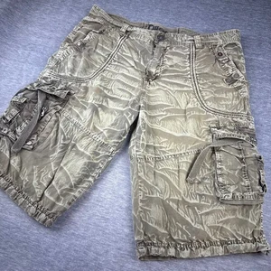 Y2K Twoge Distressed Print Cargo Shorts Herren Relaxed Fit Freizeit Khaki Oliv - Bild 1 von 7