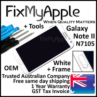 Samsung Galaxy Note II 2 N7105 Bianco LCD Touch Screen Digitizer Frame Assembly - Immagine 1 di 4