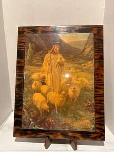 1943 lithograph of "Jesus the good shepard" on wood & polycoated by Warner Sall - Picture 1 of 7