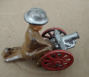 Vintage Barclay Manoil Lead Army Soldier Firing Cannon Nice.