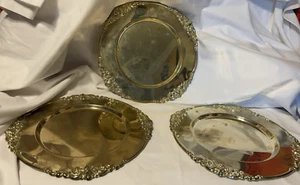GODINGER BAROQUE GOLD TONE 11.5 IN PLATES CHARGERS  3 PIECES - Picture 1 of 10