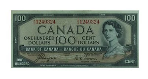 Canada 1954 $100 Bill "Devil's Face" Coyne Towers Prefix A/J BC-35A EF - Picture 1 of 2