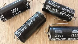 4x Condensator Elko Nuun Exercise Electrolyte Condensor 220uF 40V D19x41mm Axial - Picture 1 of 1