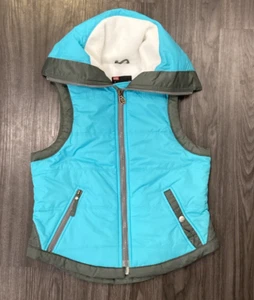 DIESEL SLEEVELESS JACKET VEST PUFFER ZIPPER TEAL WITH GREY TRIM SIZE L LARGE - Picture 1 of 19