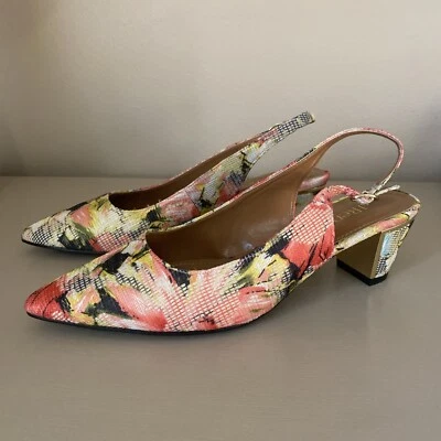 J Renee Mujer 9.5 M Casey Tacones Bajos Punta Floral Ajustable Tweed Foto 1 de 4