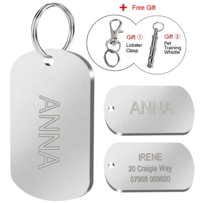 Rectangular Dog Tags Custom Engraved Identity Pet Name ID Tag Stainless Steel - Image 1 of 4