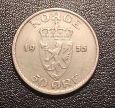 1955 Norway 50 Ore Coin