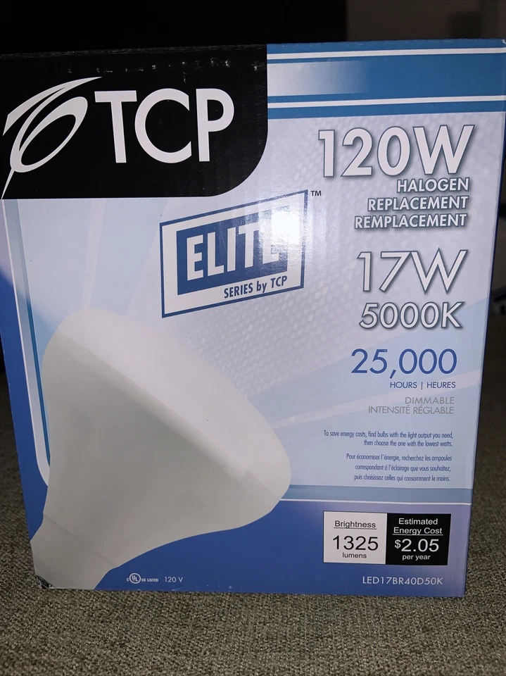 TCP LED 17 Watt -BR40 -120W Equal 1300 Lumens 5000K Stark White LED17BR40D50K - Image 1 of 4