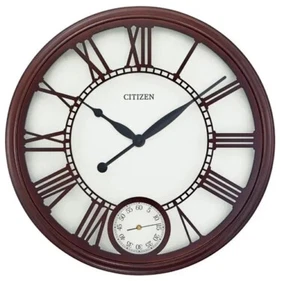 CITIZEN GALLERY 24" WOODEN WALL CLOCK FINISHED IN WALNUT CC2060 Roman Numerals - Picture 1 of 4