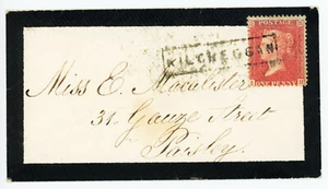 1857 cvr con 1d rosa-rojo atado "Kilcreggan" tipo VIII escocés local en azul-verde - Imagen 1 de 2