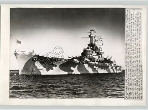 US Navy Ship USS ALABAMA w stroju bojowym na morzu lata 1940. morskie zdjęcie prasowe