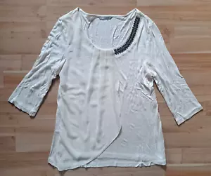 H&M Shirt Bluse Creme Weiß Silber Damen Gr. M / 38 - Bild 1 von 4