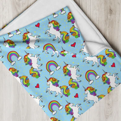 Unicorn Blanket, rainbow home decor, mythical creature, magical, pride gift - Image 1 of 4