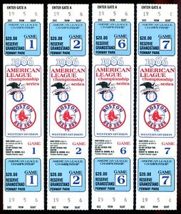 1986 ALCS Red Sox Angels Full Tickets Games 1-2-6-7 Fenway Park 4 Count Lot