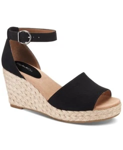 Style&Co. "SELEENEY" BLACK ESPADRILLE WEDGE SANDALS SIZE 9.5M MSRP 119.00 NEW - Picture 1 of 12
